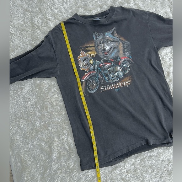 Vtg 1989 3D Emblem Harley Davidson Survivors Wolf LS t-shirt XL single stitch - Picture 12 of 13